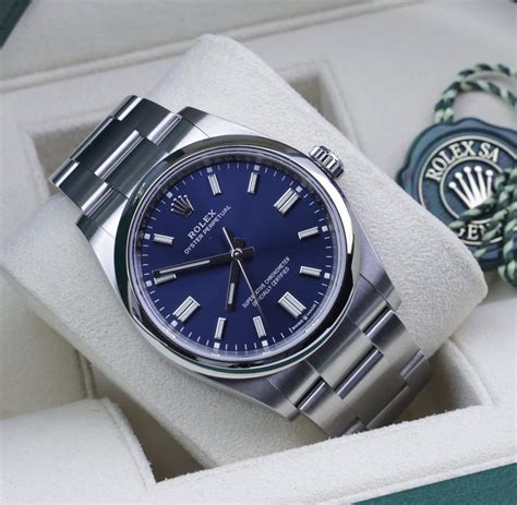 blue oyster rolex|Rolex blue face oyster perpetual.